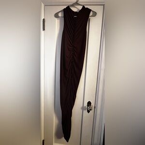 Zara Ruched Chocolate Brown Maxi Dress
